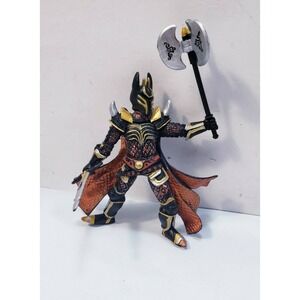 2006 Papo Black Knight Figure With Axe & Sword Medieval Knight Figure